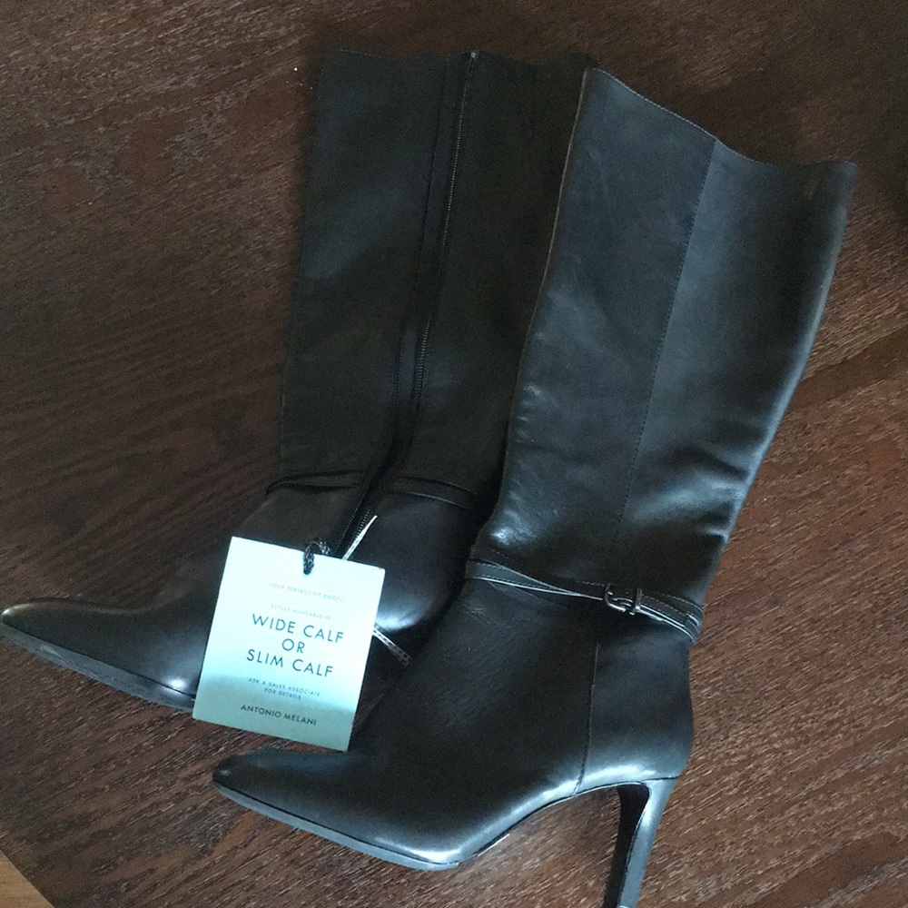 Antonio Melani black high heels  knee high leather boots 6.5M